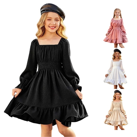 Shachafan Summer Girls Square Neck Flutter Sleeve Dress With Ruffle Elegant Flared A Line Long Gown For And Party Wear Dresses for Christmas Party