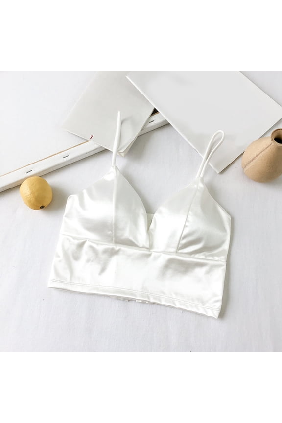 Women's Bottoming Underwear Satin Eight Button Wrapped Chest Small Vest Tube Top Light Back Sling Bra for Women with Support