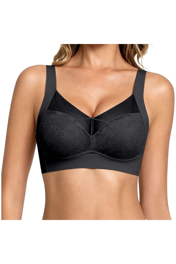 Women’s Seamless Lace Backless Bra Push Up Lift Fixed Cup Vest Style Wireless Bra Brazier for Women