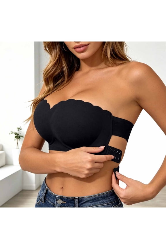 Women's Strapless Side Closure Bustier Bra For Seamless Lightweight Comfortable Support Bandeau Push Up Bra Top Comfy Maternity Bra