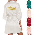 thumbnail image 1 of Shachafan Women's Wedding Party Robe Letters Kimono Satin Pyjamas Bridesmaid Bathrobe plus Size Kimonos Robe for Women, 1 of 7