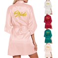thumbnail image 1 of Shachafan Women's Wedding Party Robe Letters Kimono Satin Pyjamas Bridesmaid Bathrobe plus Size Kimonos Robe for Women, 1 of 7