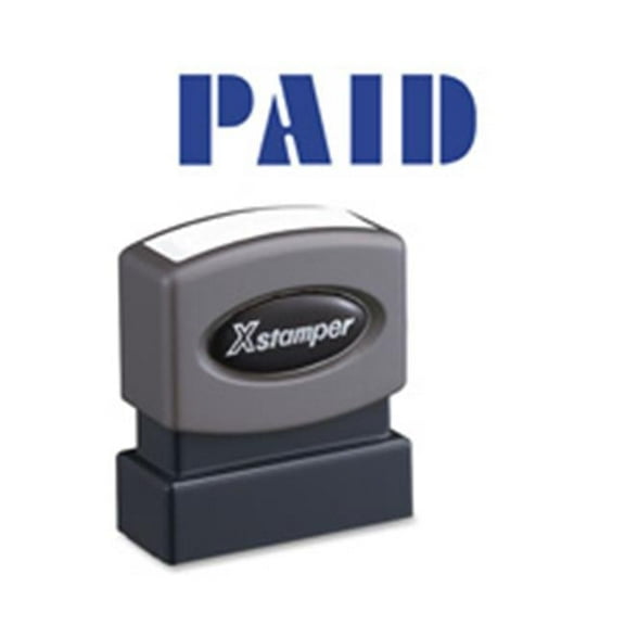 Shachihata Inc Paid Ink Stamp- Blue Ink - .5 in. x 1.63 in.