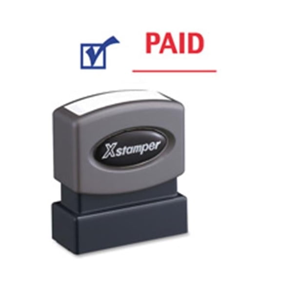 Shachihata Inc Paid Ink Stamp- Blue-Red Ink - 0.5 in. x 1.63 in.