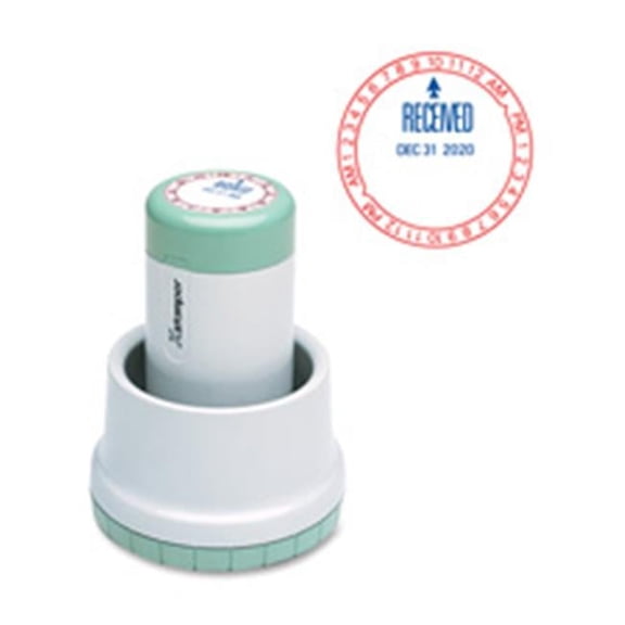 Shachihata Inc  Rotary Stamp- Time Received- Red-Blue - 1.75 in. Diameter