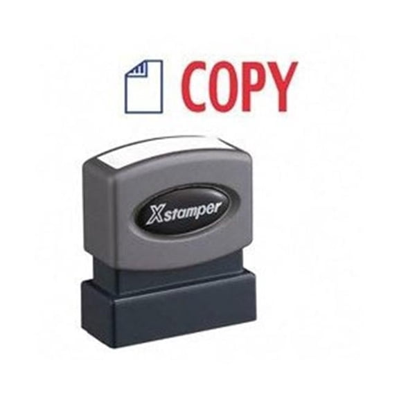Shachihata Pre-Inked Two-Color ''Copy'' Stamp Red/Blue - 1/2 x 1-5/8 Impression Size