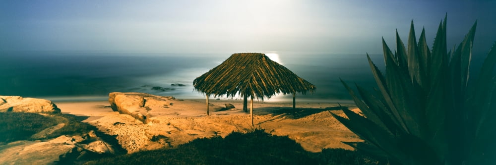 Shack on the coast at night Windansea Beach La Jolla San Diego San Diego County California USA Canvas Art - Panoramic Images (6 x 18)