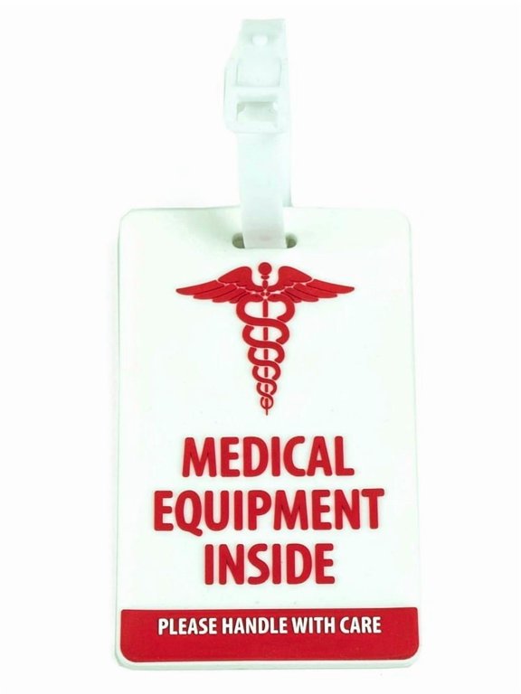 Medical Equipment Luggage Tag for Respiratory Devices (White / Vertical)