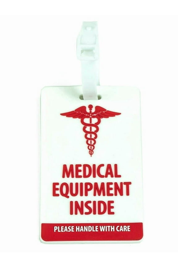 Medical Equipment Luggage Tag for Respiratory Devices (White / Vertical)