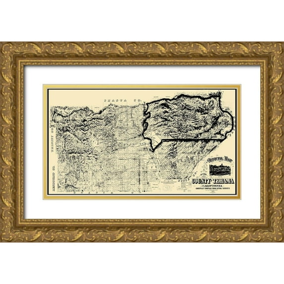 Shackelford 18x12 Gold Ornate Wood Framed with Double Matting Museum Art Print Titled - Tehama California - Shackelford 1887
