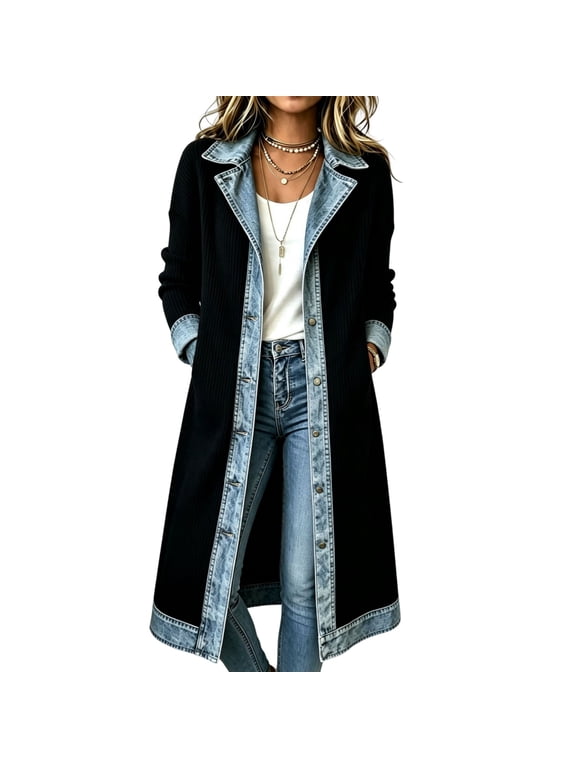 Shacket Women Long Oversized Casual Cardigans Business Casual Fall Lightweight Jacket Coat Corduroy Button Down Vintage Denim Shacket for Women 2026 Fashion