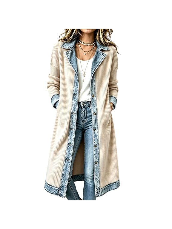 Shacket Women Long Oversized Casual Cardigans Business Casual Lightweight Fall Jacket Coat Button Down Corduroy Vintage Denim Shacket for Women 2026 Fashion