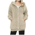 thumbnail image 1 of Shacket for Women Casual Trendy Solid Long Sherpa Jackets Winter Warm Zip Up Coats with Hood, 1 of 4