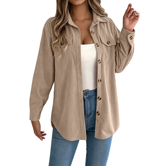 Shackets for Women Waffle Knit Tops Long Sleeve Button Down Shirt Fall Jackets Outfits Corduroy Jacket Womens Shackets Jacket Plus Size Long Sleeve Shirts Blouses Tops