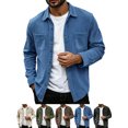 thumbnail image 1 of Shackets for Men Casual Corduroy Button Front Lapel Long Sleeve Fall Outfits Jacket, 1 of 8