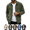 thumbnail image 1 of Shackets for Men Classic Corduroy Button Front Lapel Long Sleeve with Pockets Office Jacket, 1 of 9