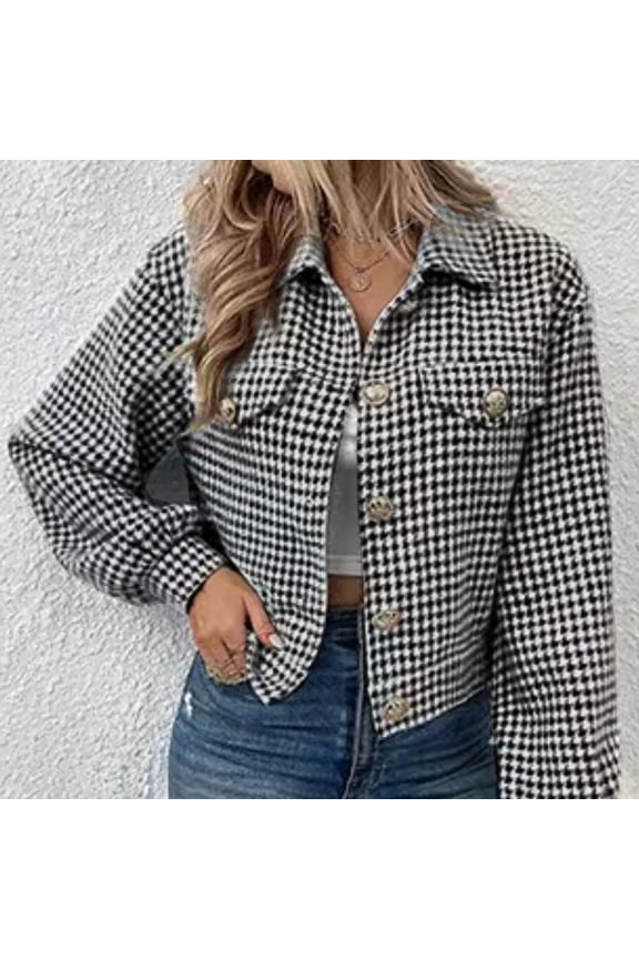 Shackets for Women 2024 Cozy Lapel Button Down Shacket Casual Relaxed Fit Shirt Jacket Outerwear Black S