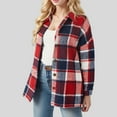 thumbnail image 1 of Shackets for Women 2024 Warm Plaid Shacket Casual Comfy Shirt Jacket Fall Outfits Red S, 1 of 6