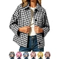 thumbnail image 1 of Shackets for Women Plaid Flannel Shirts Long Sleeve Button Front Checkered Casual Outerwear for Spring Fall Winter, 1 of 8
