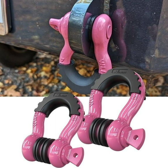 Shackles 3/4 Inch D Ring Shackle (2 Pack) 41,887 Lbs Break Strength with 7/8 Inch Pin, Isolator and Washer Kits for Use with Tow Strap, Winch, Off-Road Jeep Truck Vehicle Recovery