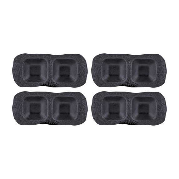 Shade 8.75" x 4" Rectangular Black Porcelain Sectional Plate (Set of 4)
