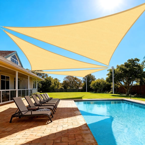 Shade&Beyond 10'X10'X10' Sun Shade Sail Triangle Outdoor Canopy Cover UV Block for Backyard Porch Pergola Deck Garden Patio, Sand