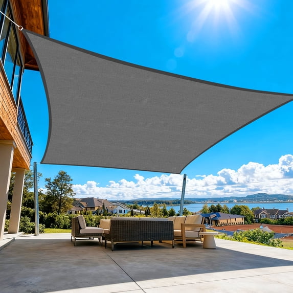 Shade&Beyond 10'x13' Rectangular Sun Shade Sail, HDPE 95% UV Block Breathable Windproof Cover with D-Rings for Patio, Garden, Pool, Dark Gray