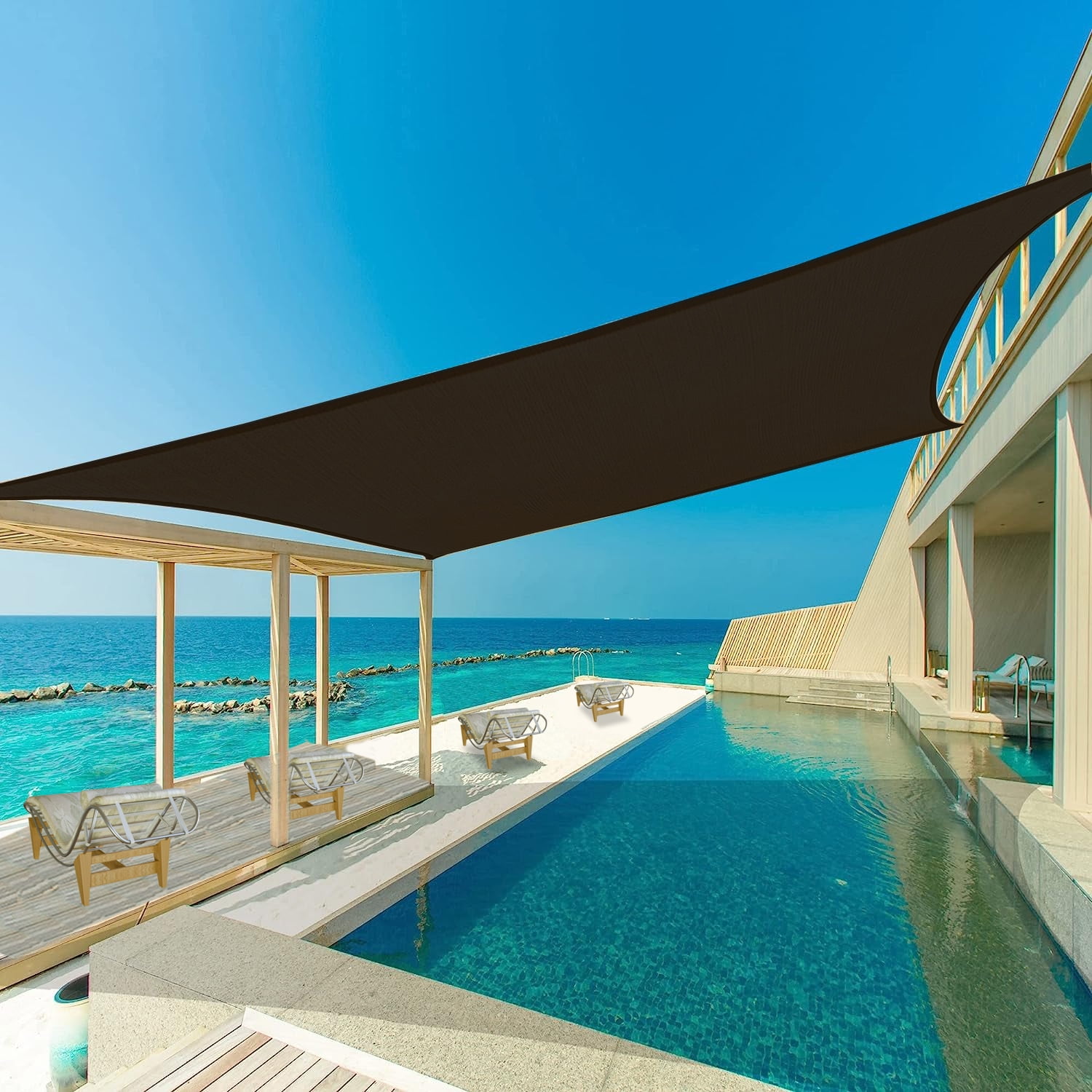 Shade&Beyond 10'x16'Customize Brown Sun Shade Sail Commercial Standard