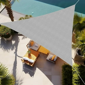 NAWAY Triangle Sun Shade Sail 12'X12'X12' Permeable Canopy Sand for Patio Garden Yard Deck Pergola,Light Grey