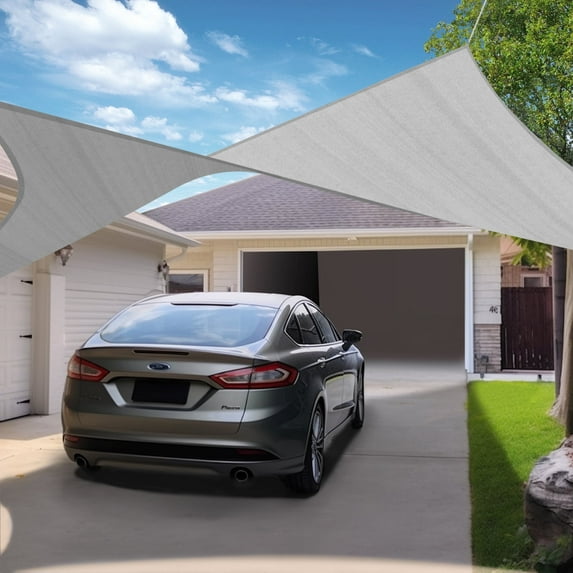 Shade&Beyond 12'X16' Rectangular Sun Shade Sail Canopy Tent - Durable Shade Cloth for Patio, Carport & Backyard UV Protection,Light Grey