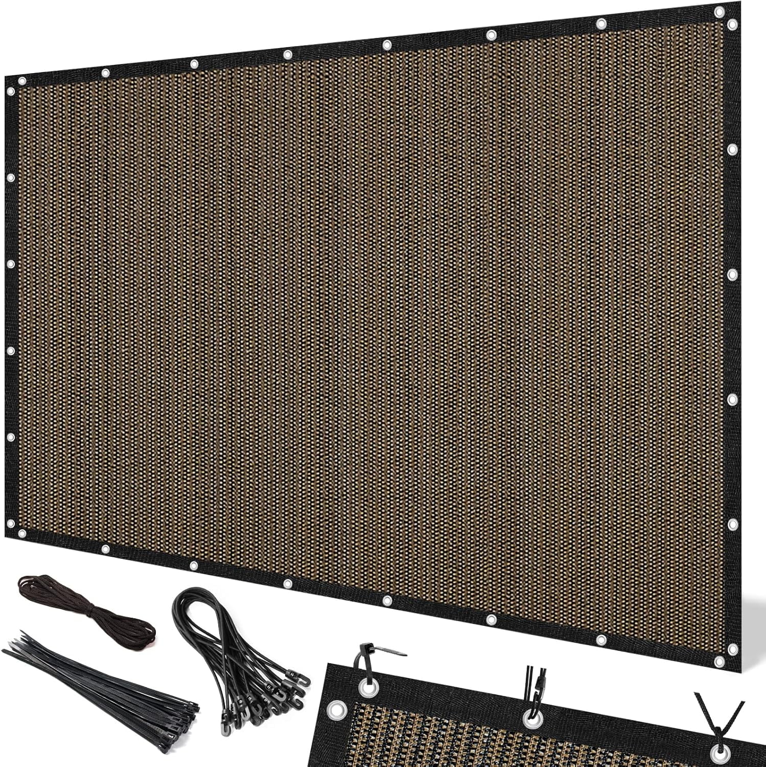 Shade&Beyond 12'X20'Sun Shade Cloth, 90% Pergola Shade Cover Canopy with Grommets, Sun Screen Fabric Tarp for Patio, Outdoor, Garden, Backyard,Mocha