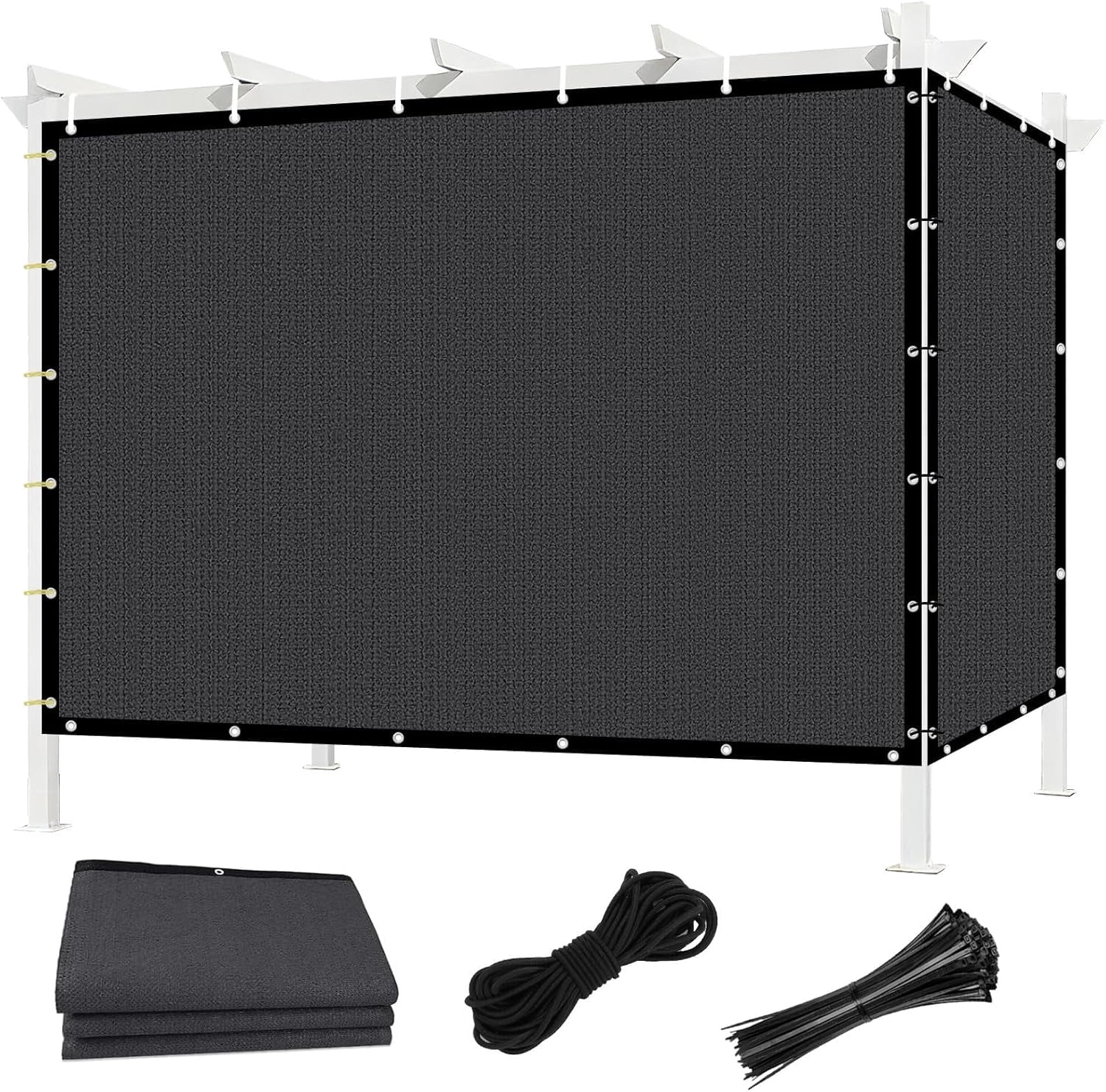 Shade&Beyond 90% Sun Shade Cloth 12'x16' Outdoor Pergola Shade Cover Canopy with Grommets UV Block Privacy Screen for Patio, Backyards, Outdoor, Carport, Garden,Dark Gray