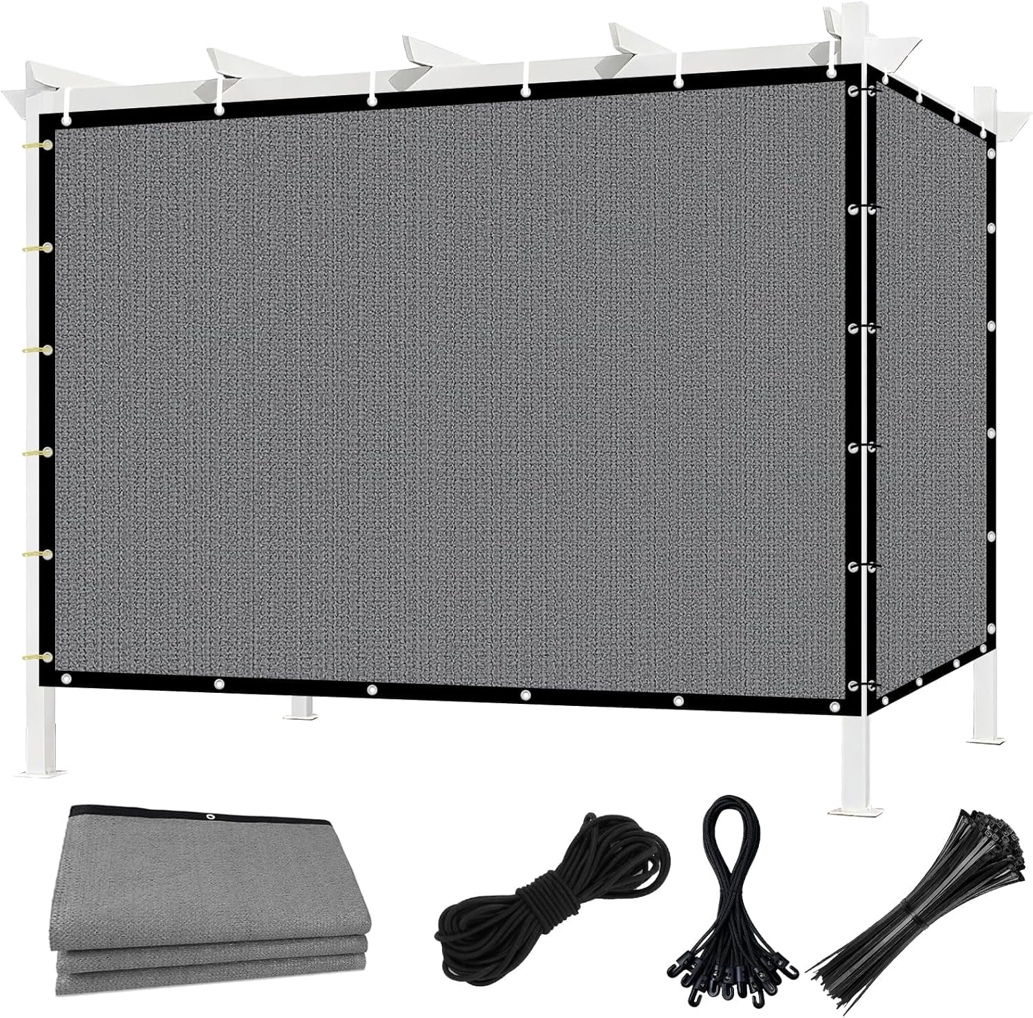 Shade&Beyond 90% Sun Shade Cloth 12'x16'Outdoor Pergola Shade Cover Canopy with Grommets UV Block Privacy Screen for Patio, Backyards, Outdoor, Carport, Garden,Light Gray