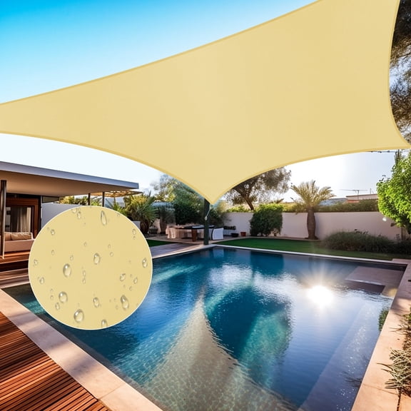 Shade&Beyond 14*14 Waterproof Sun Shade Sail Shade Canopy - Durable UV Block Fabric, UPF 50+ for Patio, Pool & Garden，Sand