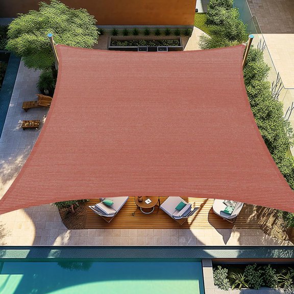 Shade&Beyond 16'X16'Sun Shade Sails Canopy Rectangle Rust Red 185GSM Shade Sail for Patio Deck Yard Backyard, (We Make Custom Size)