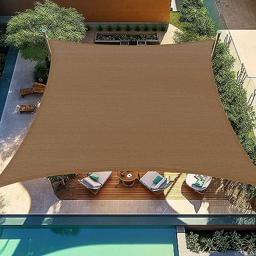 Shade&Beyond 16'X20'Sun Shade Sails Canopy Rectangle Mocha 185GSM Shade Sail for Patio Deck Yard Backyard, (We Make Custom Size)