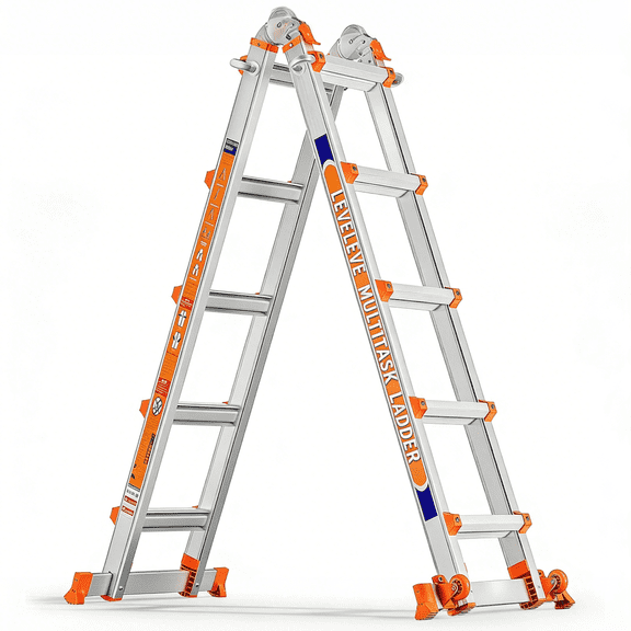 Shade&Beyond A Frame 5 Step Ladder Extension, 17 Ft Anti-Slip Multi Position Ladder, Storage Folding Ladder, 330 lbs Security Load Telescoping Aluminum Ladders for Stairs Home Indoor Outdoor Roof