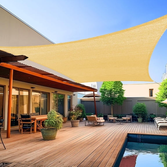 Shade&Beyond 20'X26'Sun Shade Sails Canopy Rectangle Sand 185GSM Shade Sail for Patio Deck Yard Backyard, (We Make Custom Size)