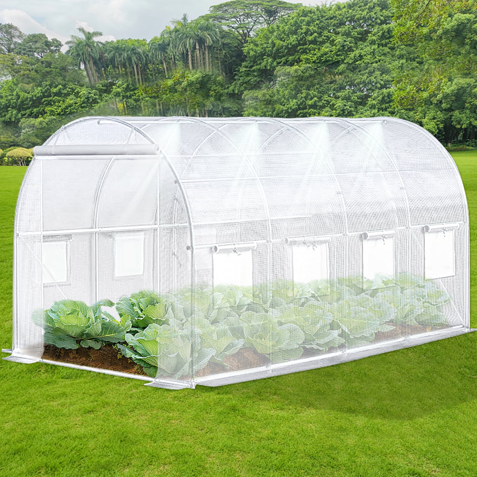 Shade&Beyond Walkin Tunnel Greenhouse 20'x10'x7', Zipper Mesh Door