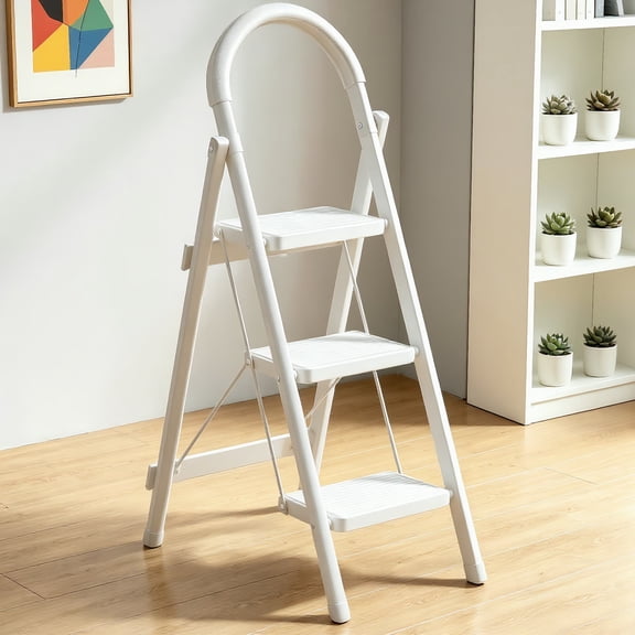 Shade&Beyond 3 Step Ladder Folding Steps Stool, Folding 3-Step Ladder with Anti-Slip Feet and Safety Lock, 330lb Weight Capacity for Household Storage and Daily Use