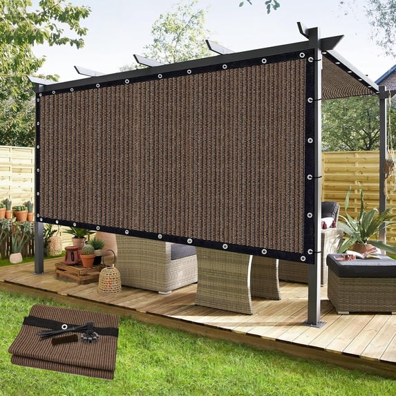 NAWAY 90% Sun Shade Cloth 3'x6' Outdoor Pergola Shade Cover Canopy with Grommets UV Block Privacy Screen for Patio, Backyards, Outdoor, Carport, Garden, Mocha