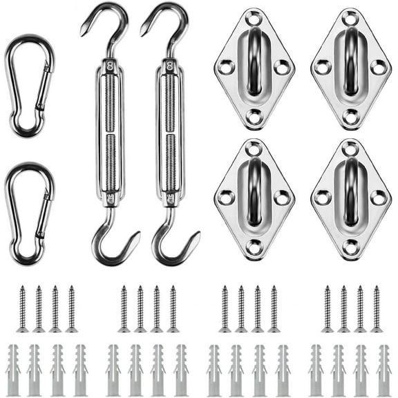 Shade&Beyond 304 Marine Grade Shade Sail Hardware Kit 5 inch for Rectangle Sun Shade Sails Installation