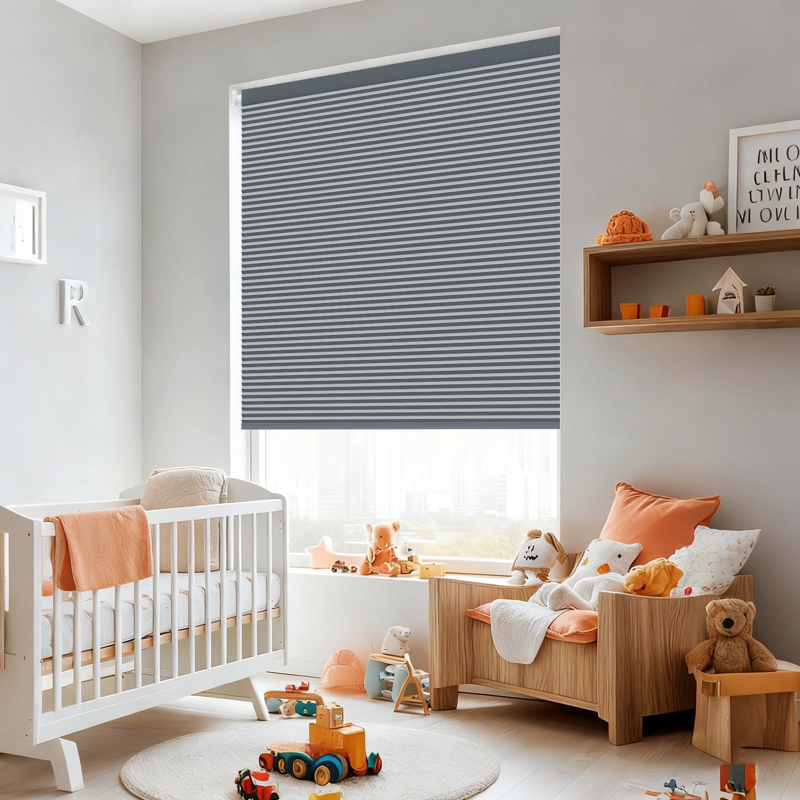Shade&Beyond 34"x48" No Drill Cordless Blackout Cellular Shades, Thermal Insulated Noise Reducing Honeycomb Blinds for Indoor Windows, Dark Gray