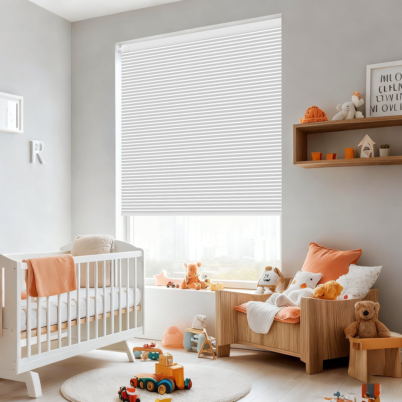 Shade&Beyond 34"x64" No Drill Cordless Blackout Cellular Shades, Thermal Insulated Noise Reducing Honeycomb Blinds for Indoor Windows, White