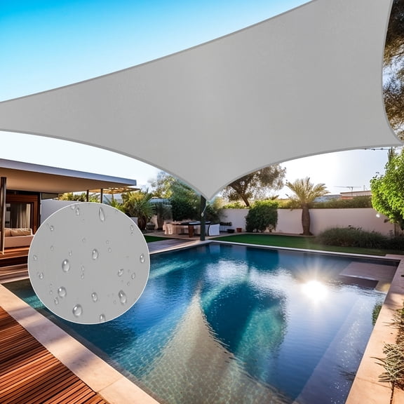Shade&Beyond 8*10 Waterproof Sun Shade Sail Shade Canopy - Durable UV Block Fabric, UPF 50+ for Patio, Pool & Garden,Light Grey