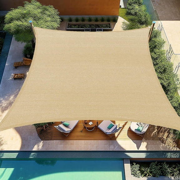 Shade&Beyond 8'X10'Sun Shade Sails Canopy Rectangle Beige 185GSM Shade Sail for Patio Deck Yard Backyard, (We Make Custom Size)
