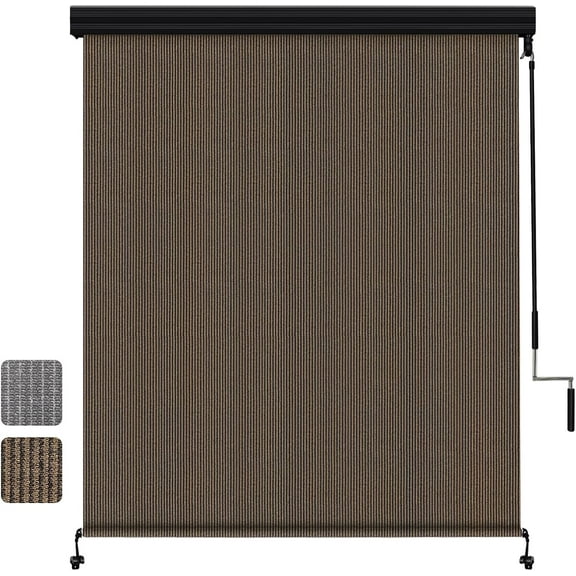 Shade&Beyond Outdoor Roller Shades 6' W x 6' H Cordless Roll Up Blinds with Valance, Exterior Shade Cloth Roll for Patio Porch Pergola, Mocha