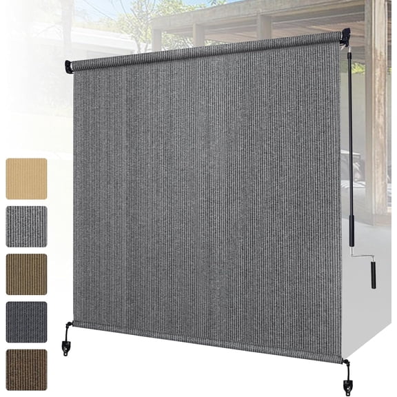 Shade&Beyond Outdoor Roller Shades 6' W x 8' H,Cordless Patio Shades Roll Up Outdoor Blinds with 90% UV Protection for Porch Gazebo,Gray