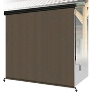 Shade&Beyond Outdoor Roller Shades 7' W x 8' H Mocha Patio Roll Up Blinds with Aluminum Valance 220GSM Exterior Shade Cloth Roll for Porch Gazebo Pergola Balcony Backyard