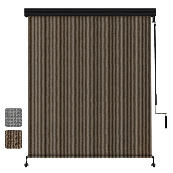 Shade&Beyond Premium Outdoor Roller Shade, Patio Roll Up Blinds with Valance, 6X6FT, Mocha